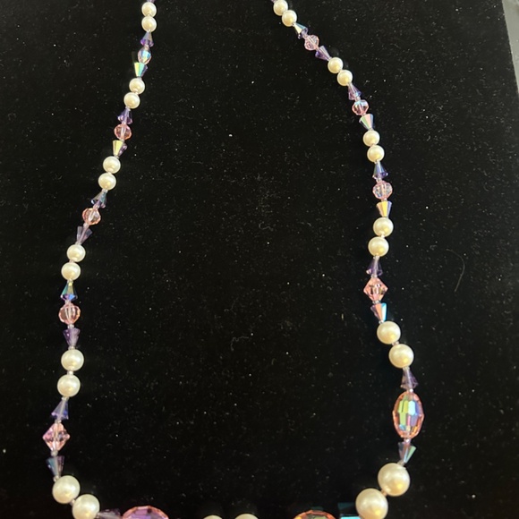 Vintage Signed Vendome Cocktail Crystal/Faceted Glass/Faux Pearl Necklace-Long - Picture 13 of 15